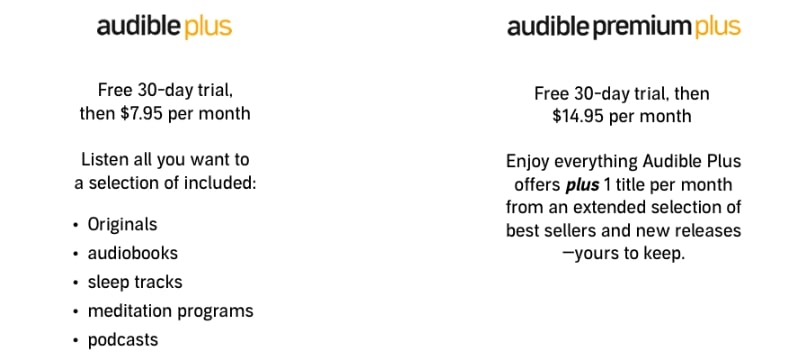 Audible Plans and Pricing