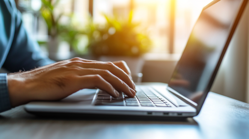 A Person Typing on A Laptop, Representing the Self-Paced Nature of Asynchronous Learning