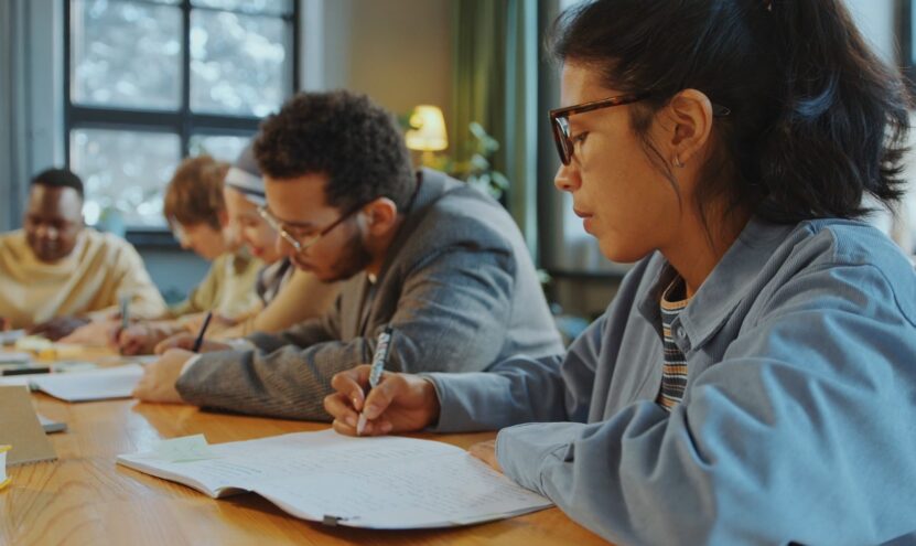 Students taking a class together