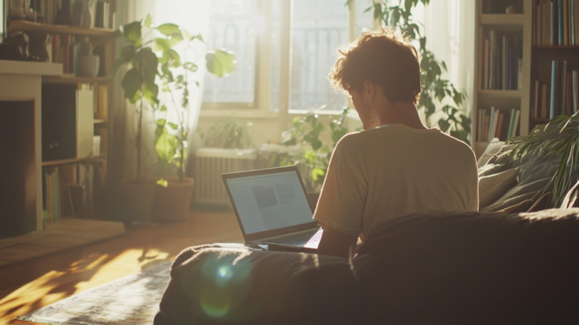 A Person Working Alone on A Laptop, Showing the Isolation that Can Come with Asynchronous Learning