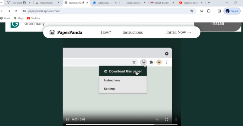 Paper Panda Extension Showing a Quick Way to Download Research Papers from The Browser Toolbar