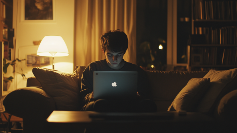 A Student Using a Tablet While Sitting on The Couch, Showing the Flexibility of Asynchronous Learning