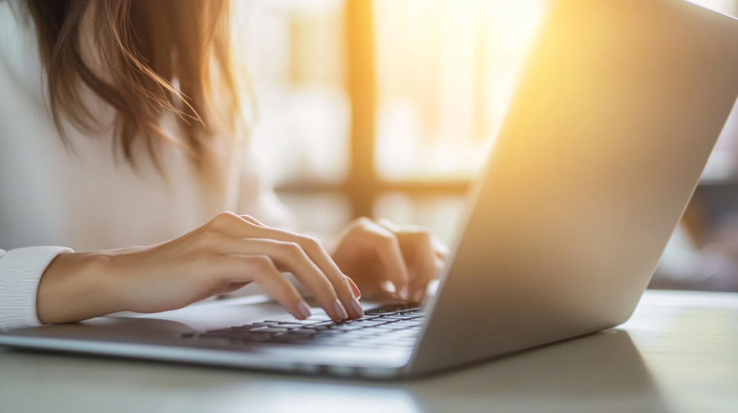 Person Typing on A Laptop in A Brightly Lit Space, Representing Trusted eLearning Content Providers