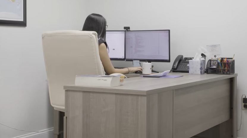 A Person Working at A Desk with Dual Monitors, Handling Tasks Related to Chartered Accountancy