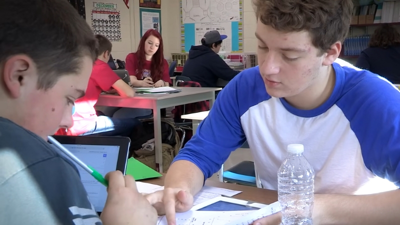 Students Working Together in A Classroom on Assignments, Focused on Collaborative Learning in A Mastery-Based Education Environment